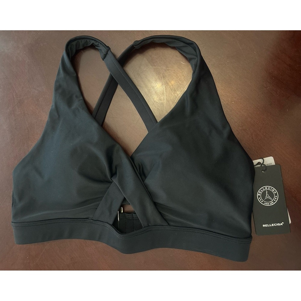 Relleciga Black Bikini Top Women's Small